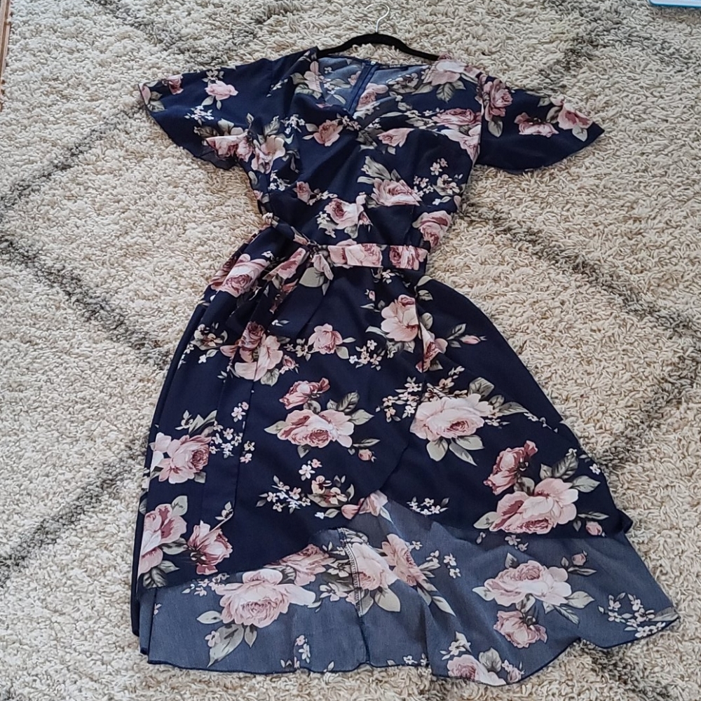 Shein Hi-Low Floral Wrap Dress SZ 1X